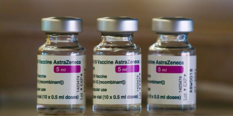 Doses of AstraZeneca's coronavirus disease (COVID-19) vaccine are seen, as Spain resumes vaccination with AstraZeneca shots after a temporary suspension, inside a COVID-19 vaccination centre at Wanda Metropolitano stadium, in Madrid, Spain, March 24, 2021. REUTERS/Sergio Perez