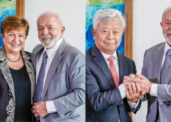 no-palacio-do-planalto,-lula-recebe-diretora-geral-do-fmi-e-presidente-do-aiib